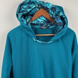 Teal open neck Hoodie by Huntworth women LARGE pocket long length